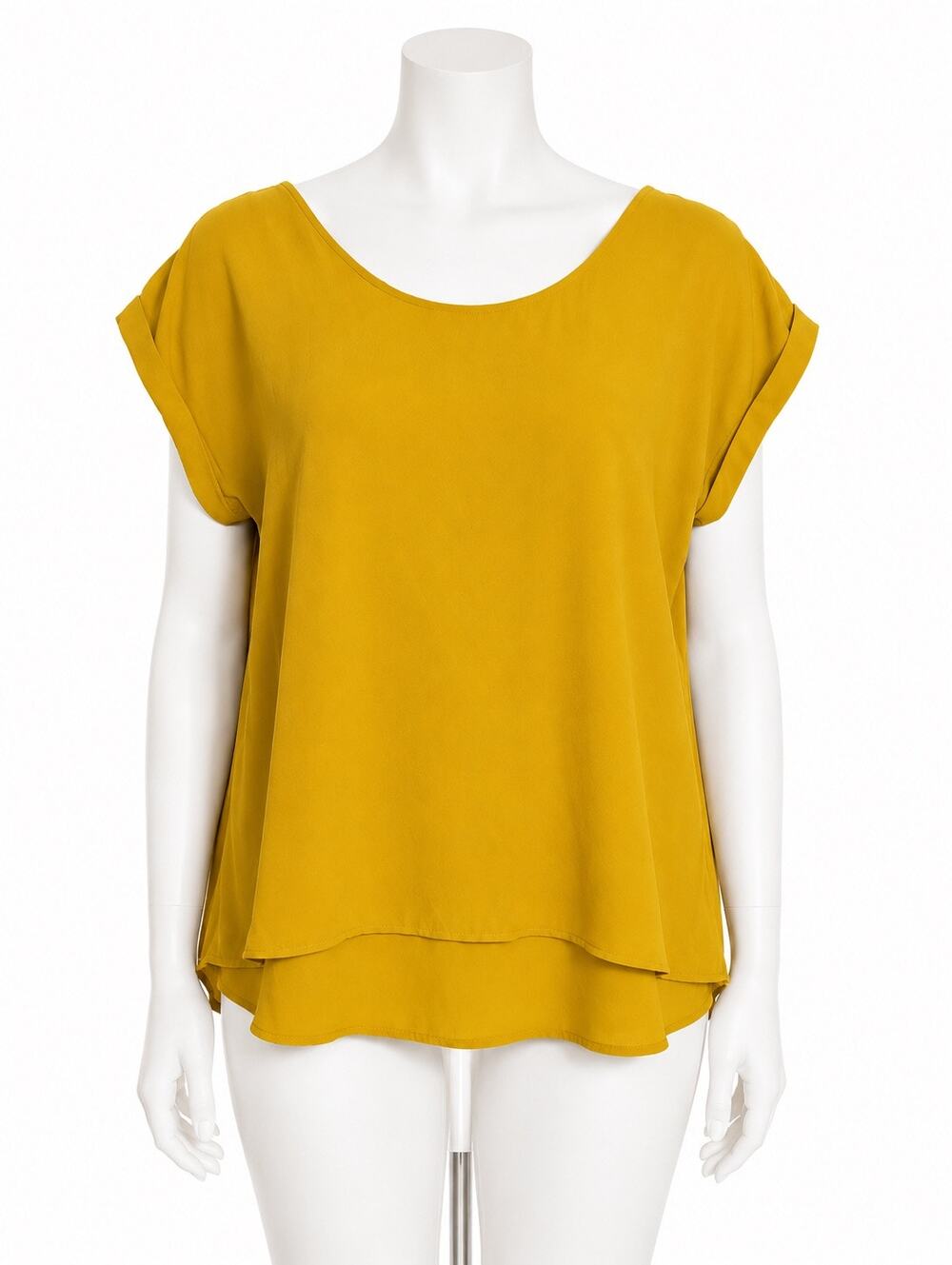 PINK ROSE Mustard Yellow Blouse Women’s Medium Lightweight Strappy Back Top